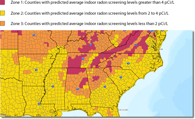 Image of Radon Zones by County